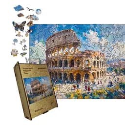 Деревянный фигурный пазл Колизей, А1, Картонная коробка 500+ элементов