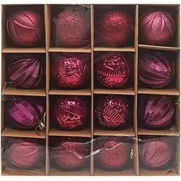 Набір ялинкових іграшок Bambi Кулі 16 шт. Червоний (6279-4/13)