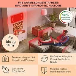 Інфрачервоний обігрівач Klarstein Wonderwall air art розумний до 14 м² (10035130) - мініатюра 3