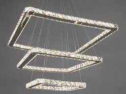 Люстра стельова LED Diasha 7220-9W/650+500+340HR Люксовий Каскад, 110W, кришталева, хром, сучасний стиль