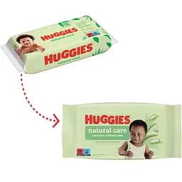 Уцінка. Набір вологі серветки Huggies Natural Care 224 шт. (4 уп. по 56 шт.)  - мініатюра 3
