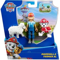 Набор коллекционных фигурок Paw Patrol Щенок-спаситель Маршал, фермер Эла и овца (SM97242/6072994)