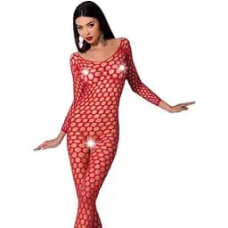 Бодистокинг с крупной сеткой Passion BS077 red One size
