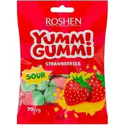 Цукерки желейні Roshen Yummi Gummi Sour Strawberries 70 г