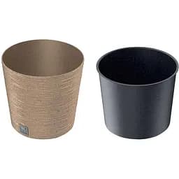 Горщик для квітів Prosperplast Furu Eco Wood з вкладкою 18 л бежевий (57499-4665) - мініатюра 2
