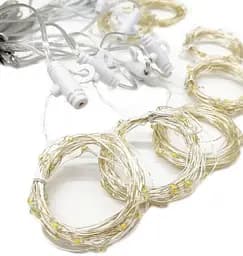 Гірлянда штора Роса 8х1.5м мікродіод 600 Led лампочок, 40 ниток 220В (Золотисте світло)