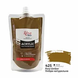 Краска акриловая Rosa Studio Умбра натуральная 425, 200 мл