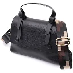 Люксова сумка для жінок з короткою ручкою з натуральної шкіри Vintage 22670 чорна