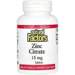 Дієтична добавка Natural Factors Zinc Citrate 15 мг 30 таблеток