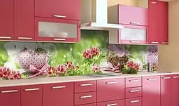 Вініловий кухонний фартух Квіти та Рожевий Порцеляна наклейка для кухні Абстракція Зелений Happy Pocket Z181700 - мініатюра 2
