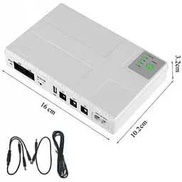 ДБЖ UPS для роутера DC1018P 12V/ 9V/ 5V 10400 mAh 18W для пристроїв постійного струму DC білий - мініатюра 3