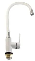 F4041 Змішувач для кухні гнучкий гусак U гайка білий/хром Ø35 Frap 1/10 Білий
