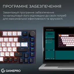 Клавиатура беспроводная игровая механическая GamePro MK-160-B Pro Black-White QLAB Orange Switches Hot-Swap - мініатюра 7