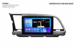 Штатна автомагнітола EasyGo M9-6-128-HEA QLED Hyundai Elantra (AD) 2016-2018, Avante 2015-2018