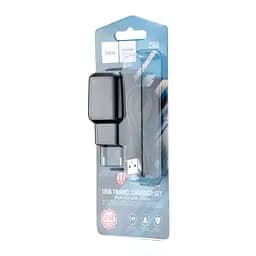 Мережевий зарядний пристрій Hoco C96A single port charger set ( iP ) ( EU ) Чорний - мініатюра 2