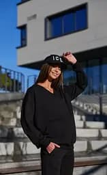 Світшот трикотажний для вагітних і мам-годувальниць oversize Liverpool розмір 2XL-3XL Lullababe Чорний - мініатюра 5