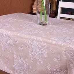 Скатертина MirSon №207 Cream flowers 130х100 см рогожка кремова - мініатюра 2