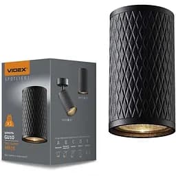 Світильник Videx під лампу GU10 накладний чорна призма Ø5.5х10 см Line F Арт. VL-SPF02A-BP