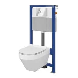 Інсталяція Cersanit AQUA 52 з кнопкою Accento Circle + унітаз Crea із сидінням Slim 30412
