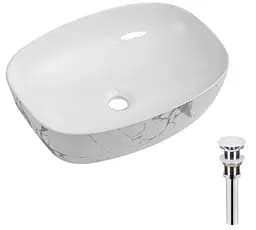 Раковина накладна Qtap Robin Marble, прямокутна, з донним клапаном QT04116302MR - мініатюра 2