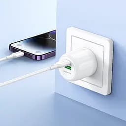 МЗП Borofone BA93A Lustrous PD20W+QC3.0 (1USB-A/1C) White - мініатюра 4