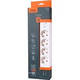 Сетевой удлинитель Videx Oncord с кнопкой USB(QC3.0) + USB-C(PD20W) белый 3 м (VF-PD43G1QC1PD-W)