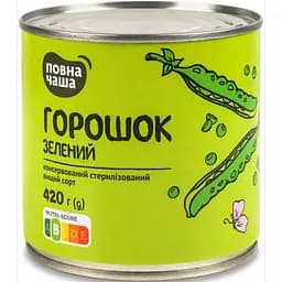 Горошек Повна Чаша зеленый консервированный 420 г (812787)