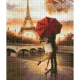 Алмазна мозаїка за номерами повна викладка на підрамнику 40 * 50 см. Червона парасолька