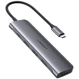 Конвертор сигнала Ugreen CM136 Type-C-HDMI, 3xUsb 3.0, Type-C PD (70495) Space Gray