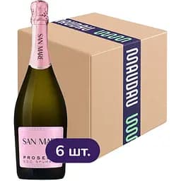 Упаковка ігристого вина San Mare Prosecco DOC Spumante сухе біле 4.5 л (0.75 л x 6 шт.)