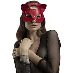 Маска кішечки Feral Feelings - Catwoman Mask, натуральна шкіра, червона
