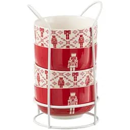 Комплект піал J-line різдвяних з лускунчиком 4 шт. (49237)