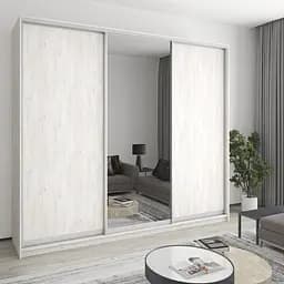 Шкаф-купе трехдверный MebelStar Уни AL 2ДСП/Зеркало 270x60x240 см Аляска серый (MBS-1977)