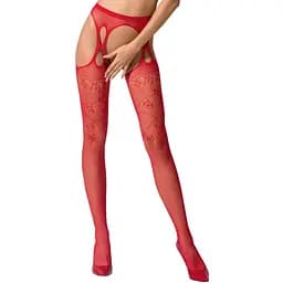 Колготки з відкритим доступом Passion S002 рослинний декор Red