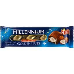 Цукерки Millennium Golden Nut з начинкою та цілими горіхами 29 г