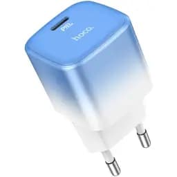Мережевий зарядний пристрій Hoco C101A single port PD20W charger 1 порт біло блакитний
