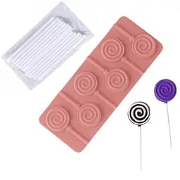 Силиконовая форма для леденцов и конфет на палочке "Спираль", Kitchen Master Бежевый 87621