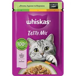 Вологий корм для котів Whiskas TastyMix, ягня, курка, морква, 85 г