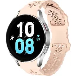 Ремінець для Samsung Galaxy Watch 6 - бежево-рожевий ширина кріплення 20мм силікон Watchbands Flower Five (W27-0WB543534543)