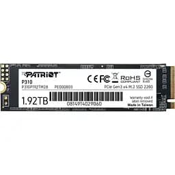 Накопичувач SSD Patriot P310 M.2 2280 NVMe PCIe 3.0 x4 3D TLC 1.92TB (P310P192TM28)