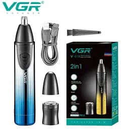 Триммер 2 в 1 VGR V-619 Blue, 2 насадки, триммер для носа, шейвер Синий