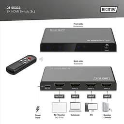 Відеокомутатор Digitus UHD HDMI (INx3 – OUTx1), 8K - мініатюра 7
