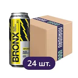 Упаковка напитка слабоалкогольного энергетического Bronx 8% 12 л ж/б (0.5 л х 24 шт.)
