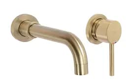 Смеситель для умывальника Rea Lungo Long brushed gold + BOX скрытого монтажа REA-B4109 Золотой