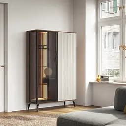 Вітрина висока з підсвіткою Perfect Home Вічі / Vici WT103 2-дверна Горіх/кашемір (PFH-091278)