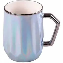 Чашка керамическая Happy Life в зеркальной глазури голубая 450 мл HPCYM0885BL