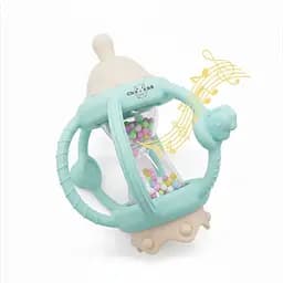 Розвиваючий сенсорний силіконовий гризунок прорізувач брязкальце, багатофункціональна іграшка Cheeks 4 в 1