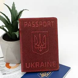 Подарунковий набір №35: обкладинка на паспорт "Герб" + обкладинка на паспорт "Карта" (червоний) - мініатюра 2