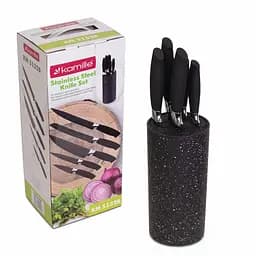 Набір ножів на підставці Kamille, нержавіюча сталь, 5 предметів