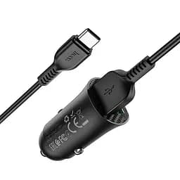 Автомобильное зарядное устройство Hoco Z39 Farsighted dual port QC3.0 Car charger set (Type - C) Черный